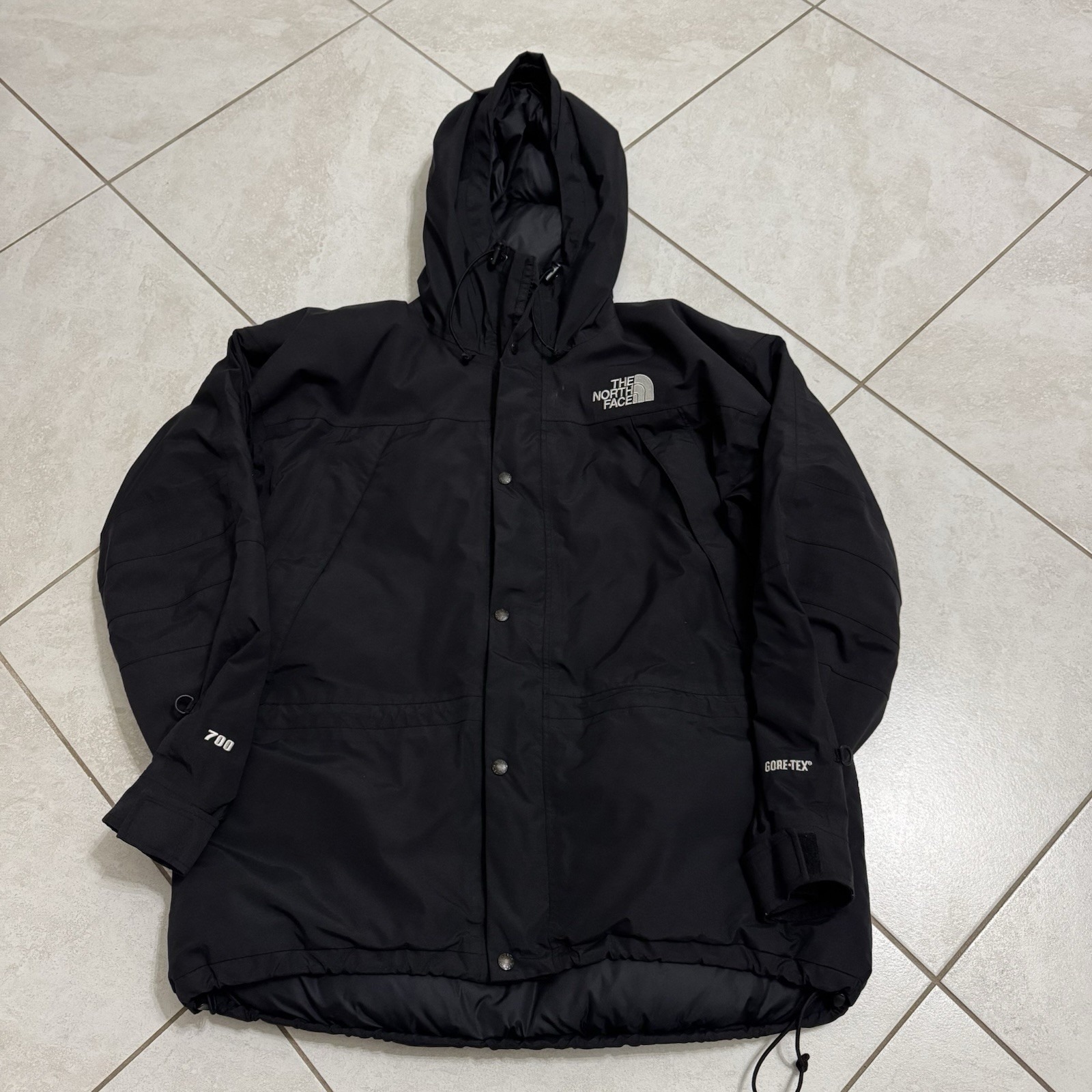 Vintage North Face Mountain Guide Jacket Mens Xl Black Gore Tex 700 Down 90s
